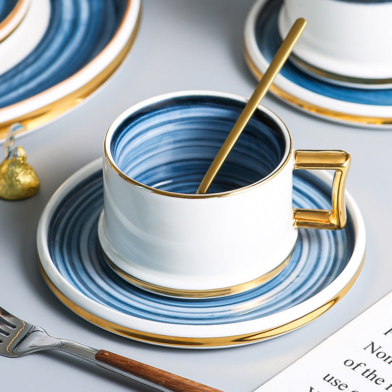 Blue Wave: Ceramic Mugs and Saucers