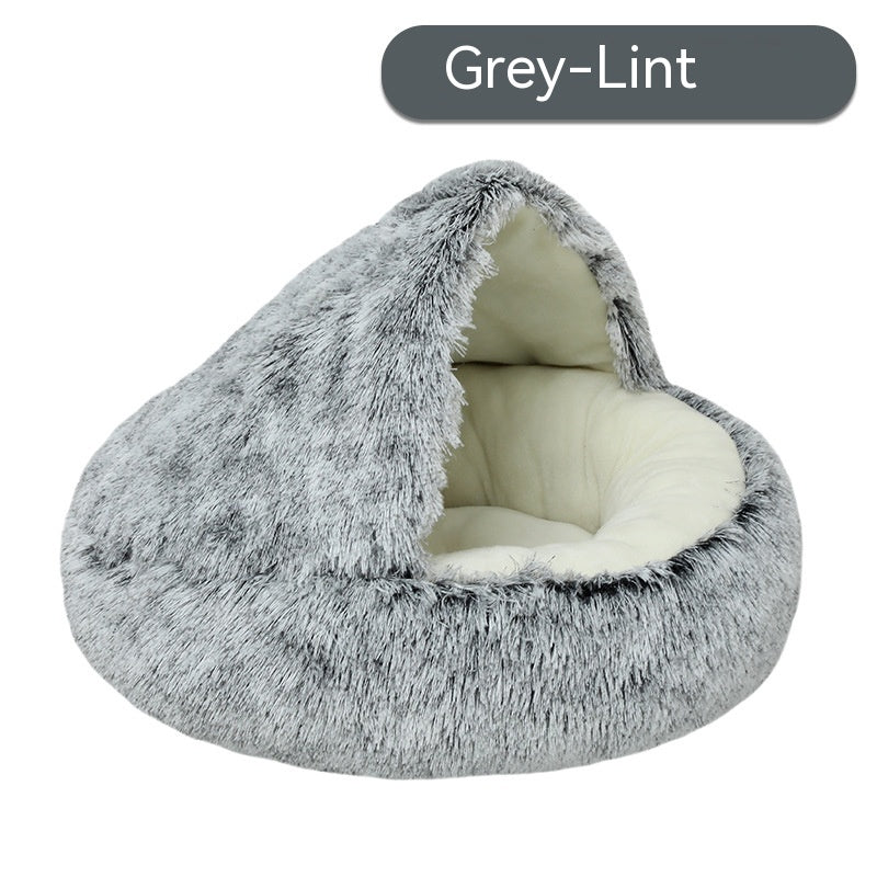 Cozy Cove Pet Retreat: Semi-Enclosed Fluffy Pet Bed