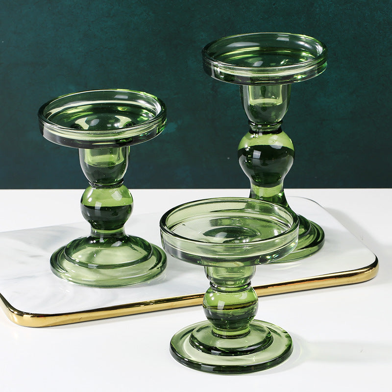 Verdant Glow: Green Glass Candle Holder