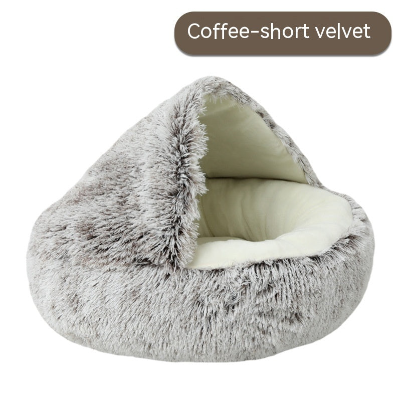 Cozy Cove Pet Retreat: Semi-Enclosed Fluffy Pet Bed