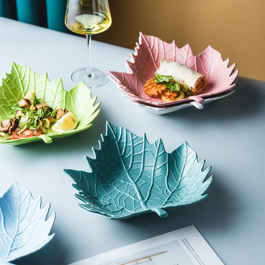 Vibrant Leafy Ceramic Decorative Dish