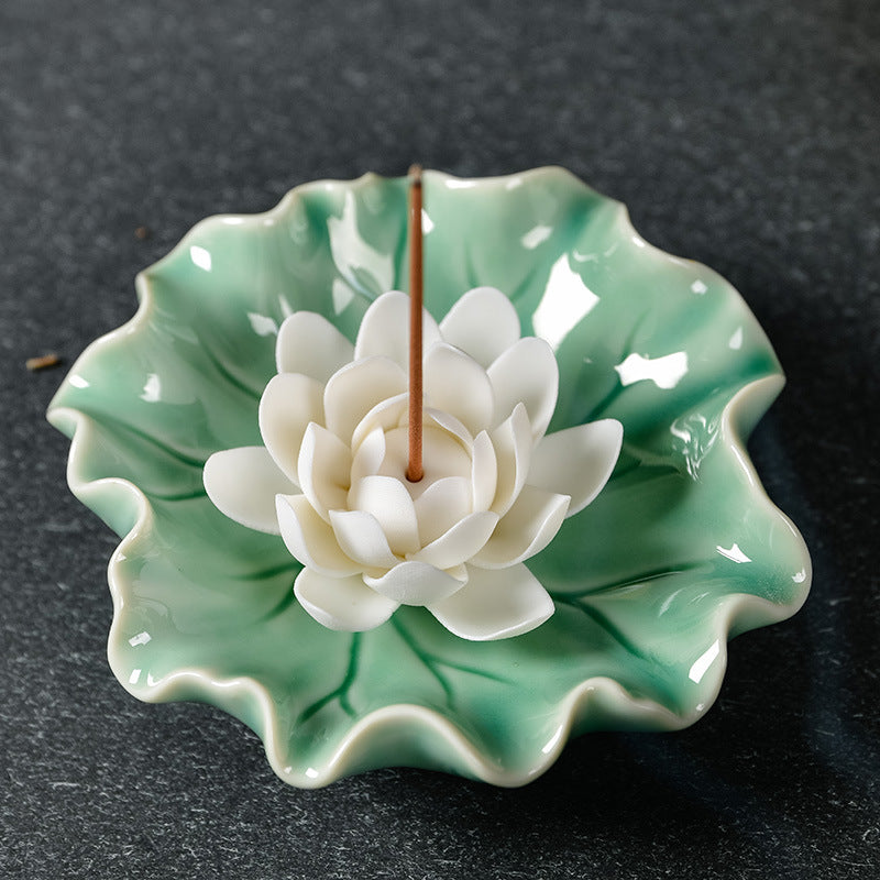 Blooming Breeze: Lotus Ceramic Incense Plates