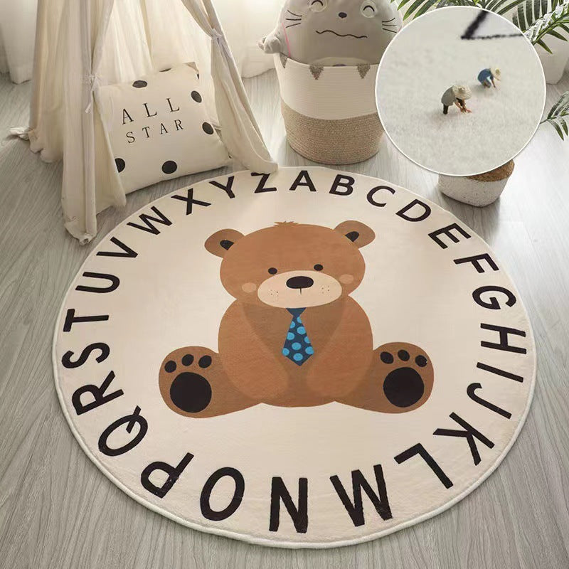 Playful Animal Round Cashmere-like Rug