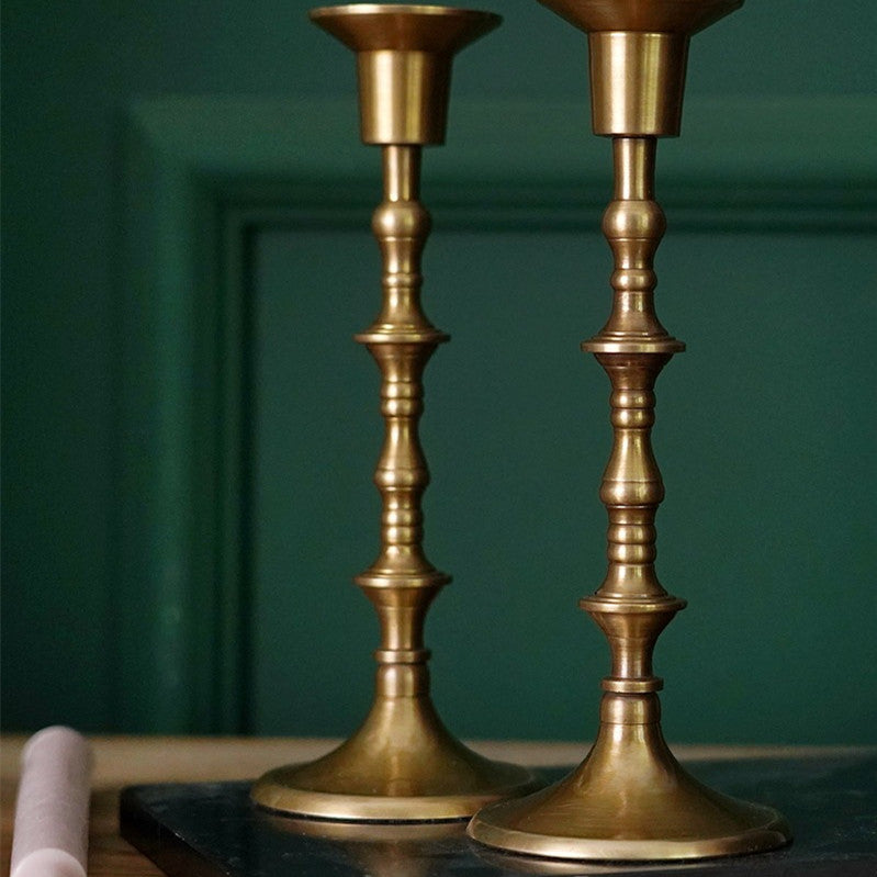 Vintage Distressed Brass Decorative Candle Holder