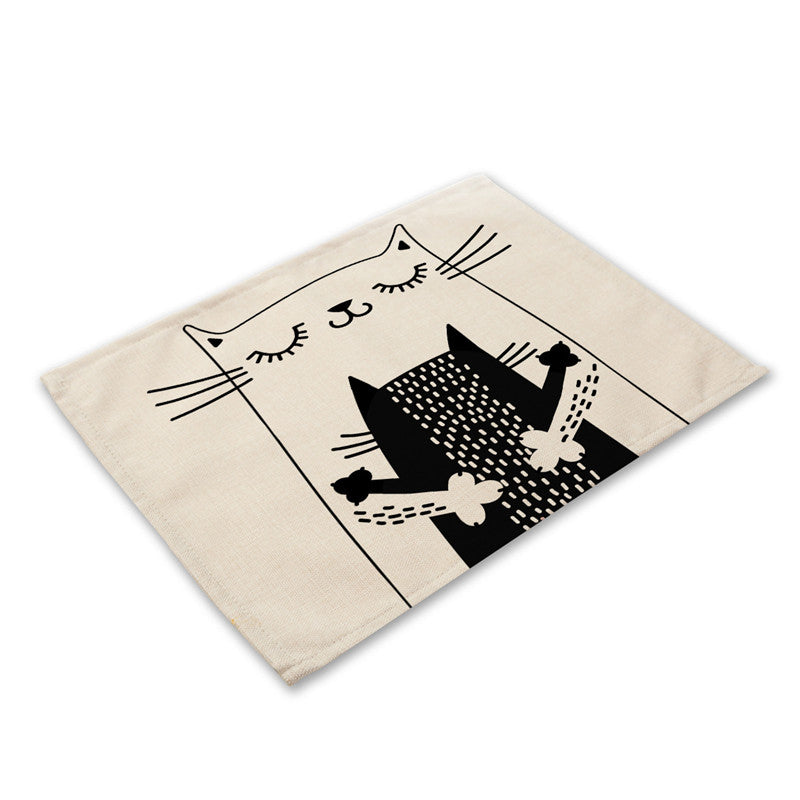 Whisker Wonder: Creative Cat Print Cotton and Linen Western Placemat