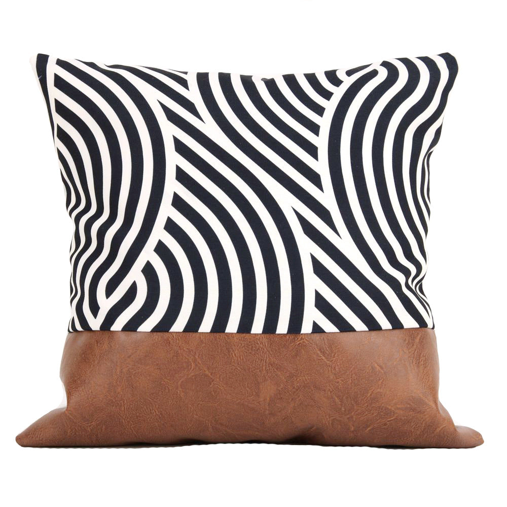 Nordic Chic Geometric Leather Pillow Case