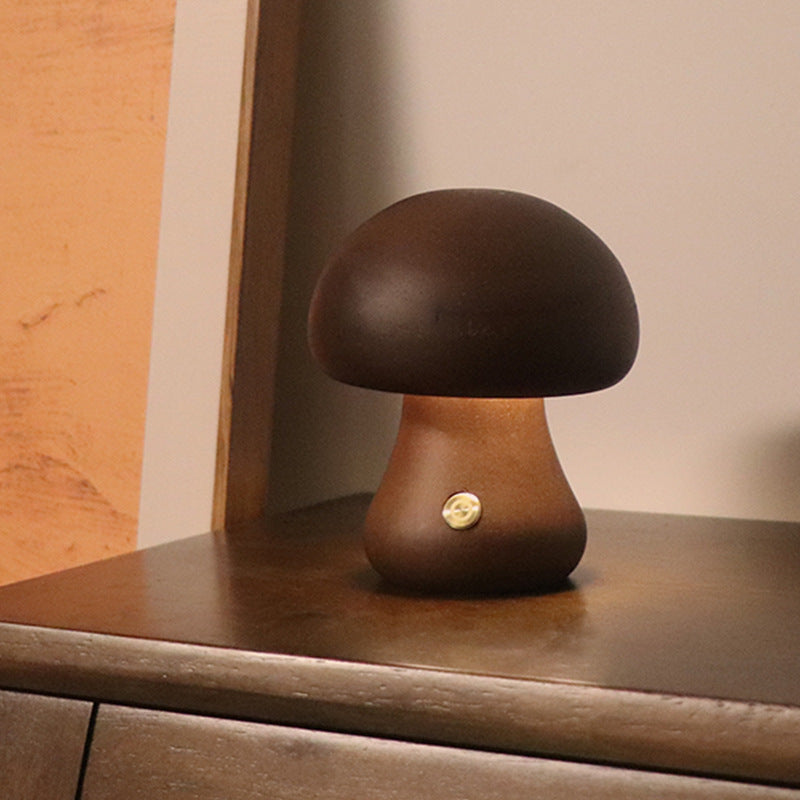 Woodland Glow: Wooden Cute Mushroom LED Light