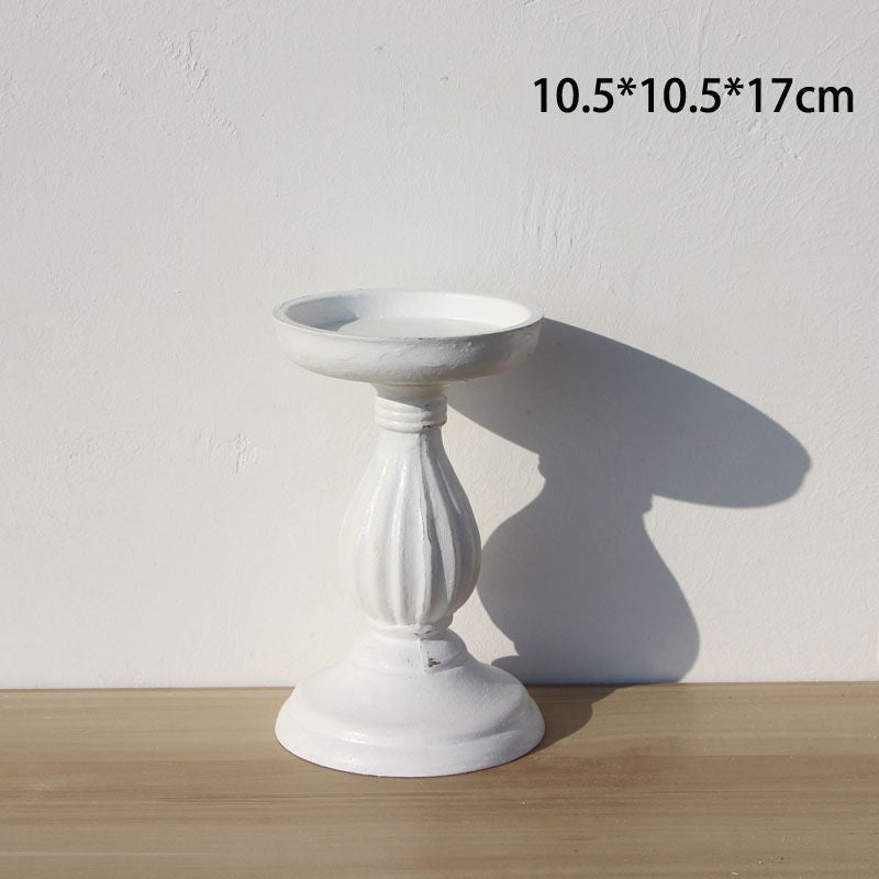 White Wooden Candle Holder