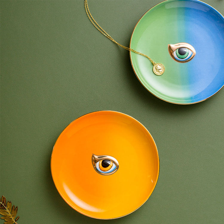 Vibrant Eye Guardian: Colourful Trinket Storage Dish