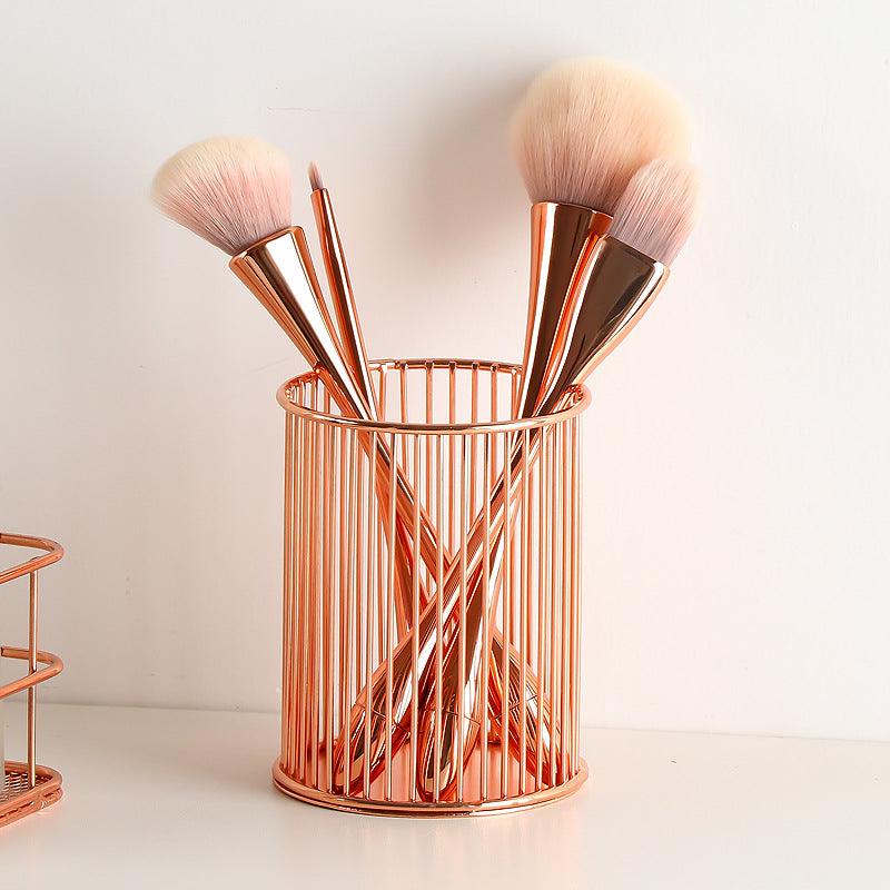 Rose Gold Elegance: Cosmetic Storage Shelves