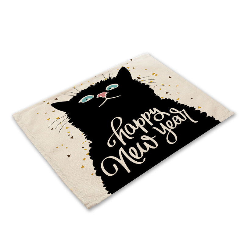 Whisker Wonder: Creative Cat Print Cotton and Linen Western Placemat