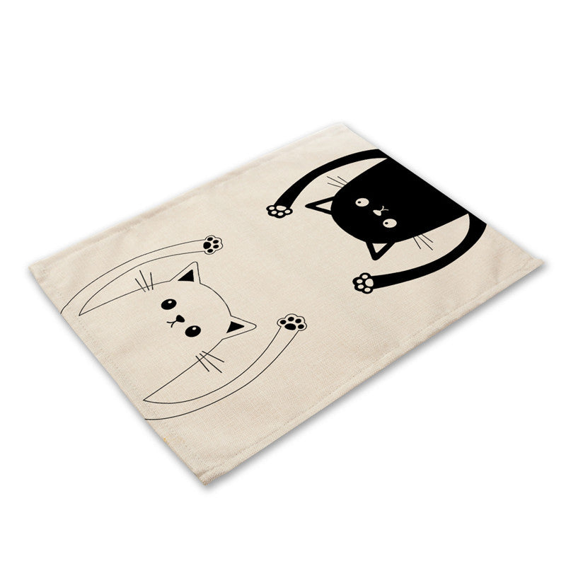 Whisker Wonder: Creative Cat Print Cotton and Linen Western Placemat