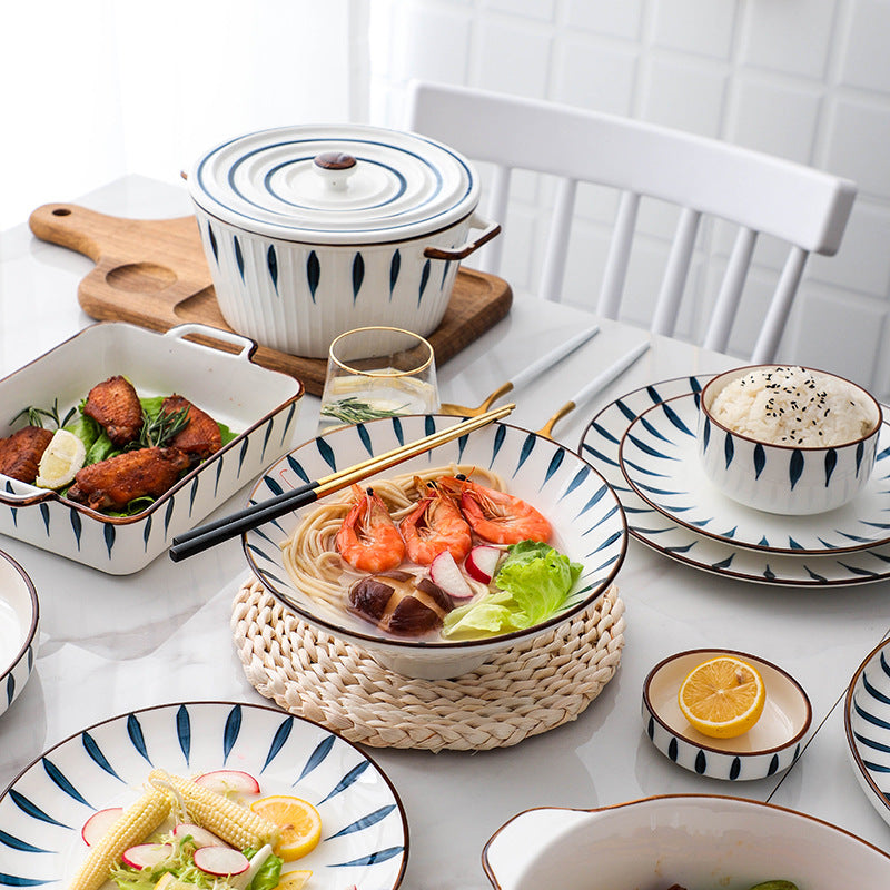 Artisanal Splendour: Hand-Painted Ceramic Salad Set