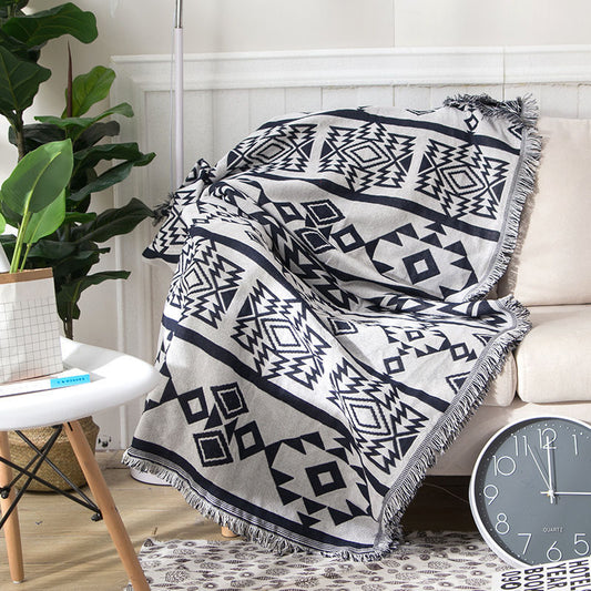 Geo Comfort: Geometric Cotton Blanket Throw