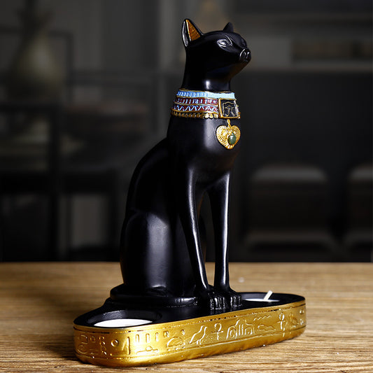 Pharaoh's Feline: Egyptian Cat Candle Holder