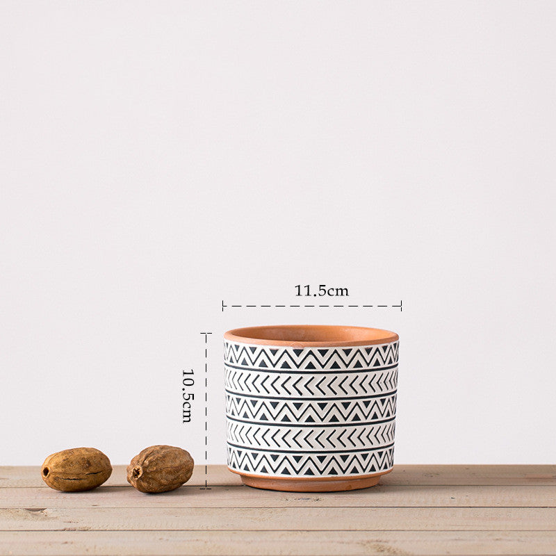 Nordic Blossom: Geometric Ceramic Flower Pots