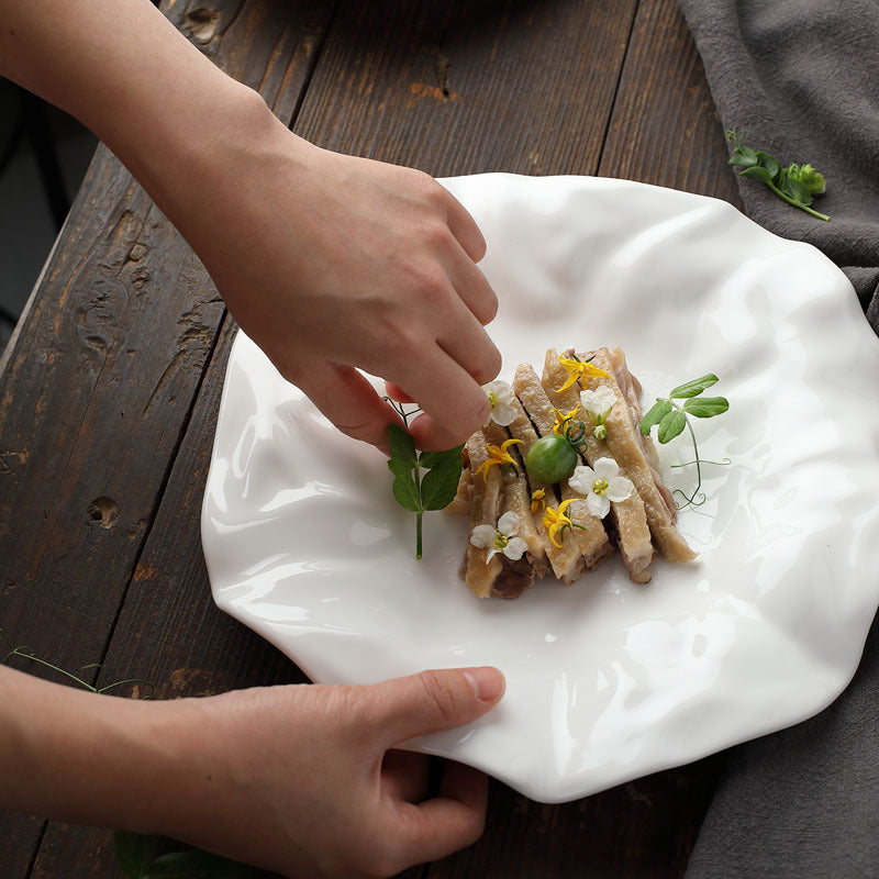 Artisan Aesthetic: White Irregular Ceramic Plates