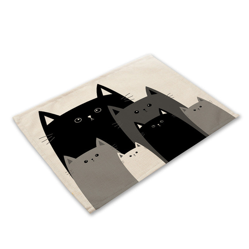 Whisker Wonder: Creative Cat Print Cotton and Linen Western Placemat