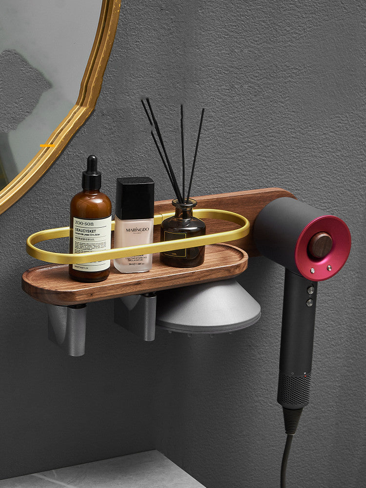 Wooden Hair Dryer Shelf: Bathroom Storage Solution