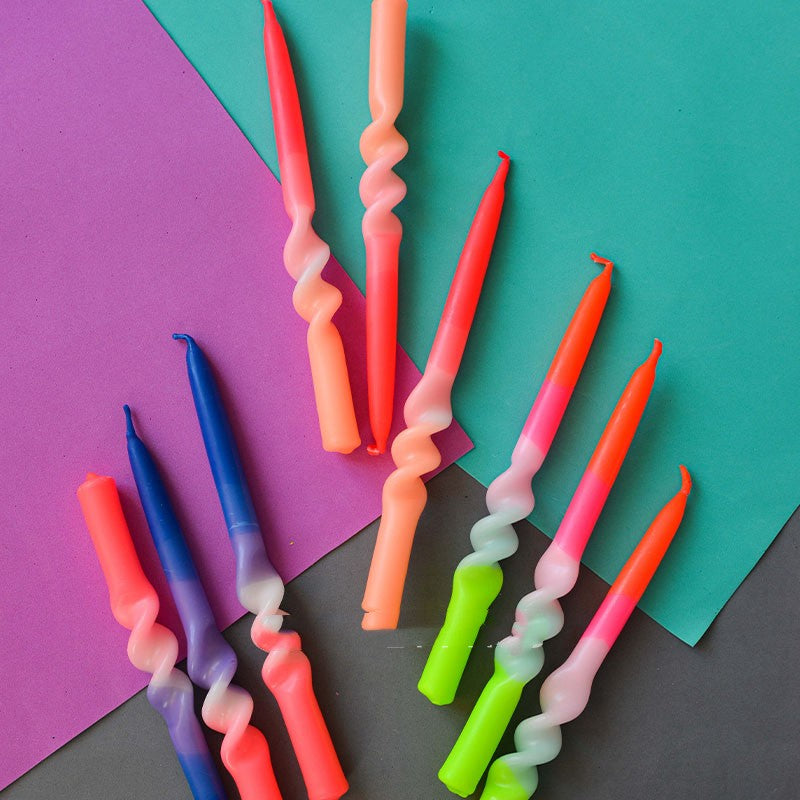 Spiral Glow: Artisanal Neon Wax Spiral Candles