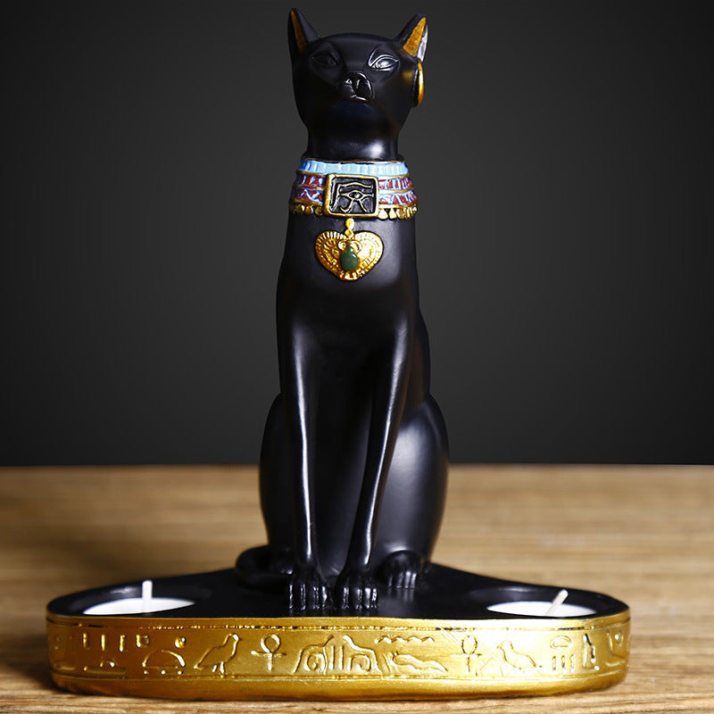 Pharaoh's Feline: Egyptian Cat Candle Holder