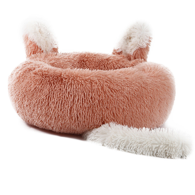 Whisker Haven Cozy Cat Themed Pet Bed