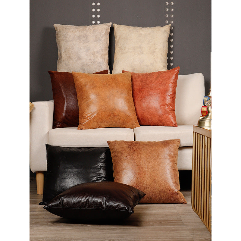 Gilded Retro Leather Sofa Pillowcase Cover