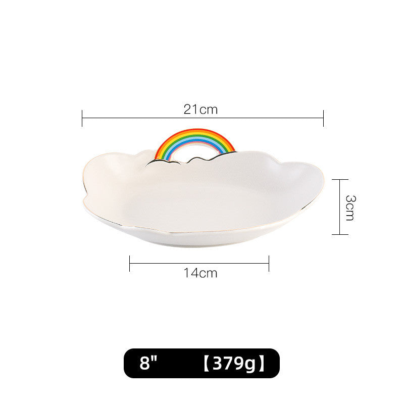 Rainbow Radiance: Ceramic Tableware