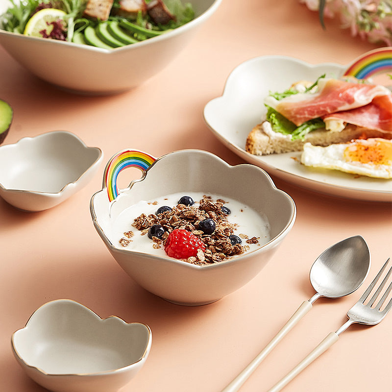 Rainbow Radiance: Ceramic Tableware