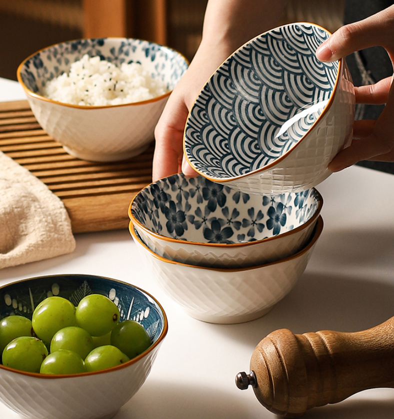 Blue Bliss Ceramic Patterned Bowls