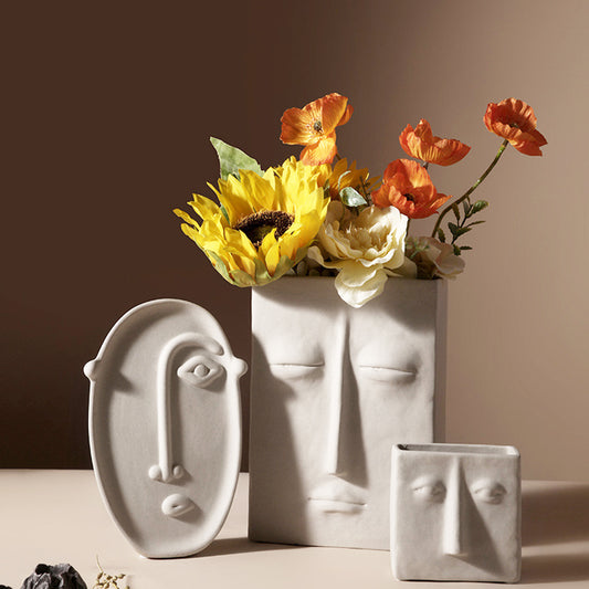 Expressionist Ceramic Face Vase