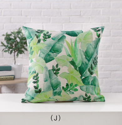 Tropical Verde Embrace Hand-Painted Pillowcase