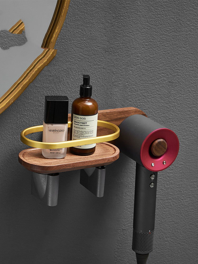 Wooden Hair Dryer Shelf: Bathroom Storage Solution