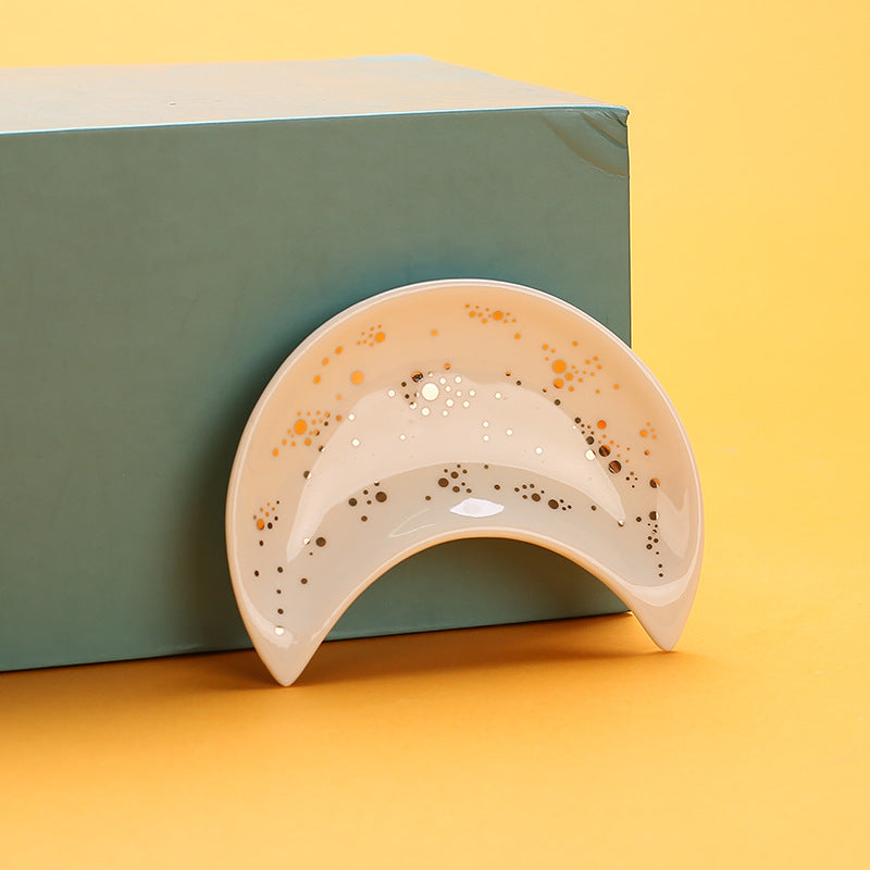 Lunar Elegance: Moon-Shaped Trinket Storage Dish