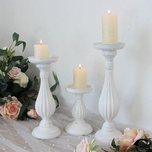 White Wooden Candle Holder