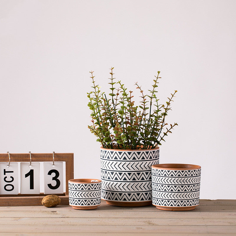 Nordic Blossom: Geometric Ceramic Flower Pots