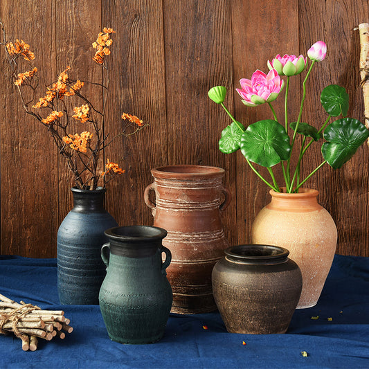 Vintage Vase Florist Earthenware Pot Tile Jar Insert Dried Flowers