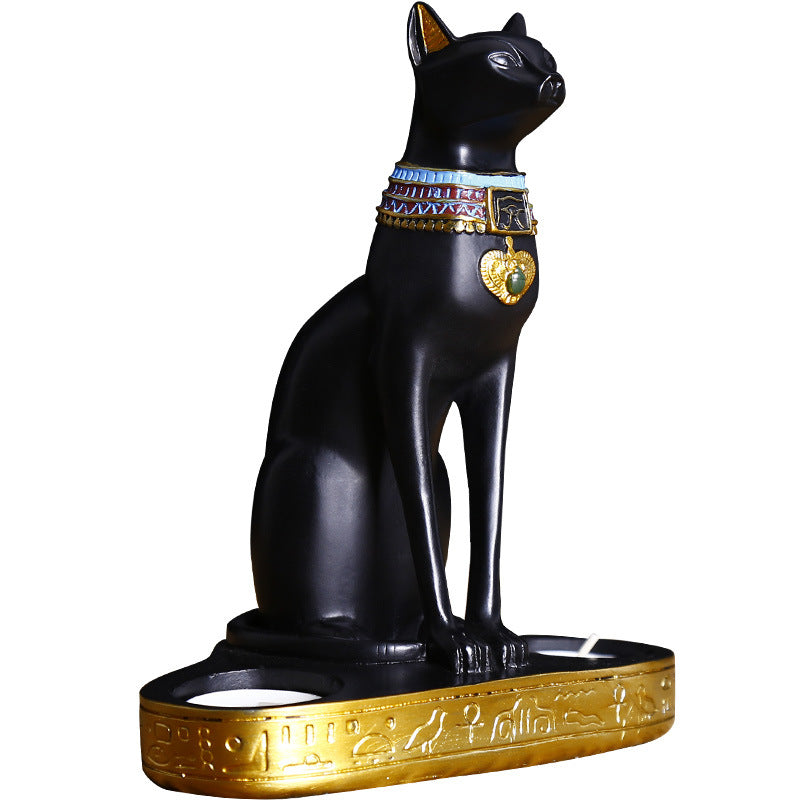 Pharaoh's Feline: Egyptian Cat Candle Holder