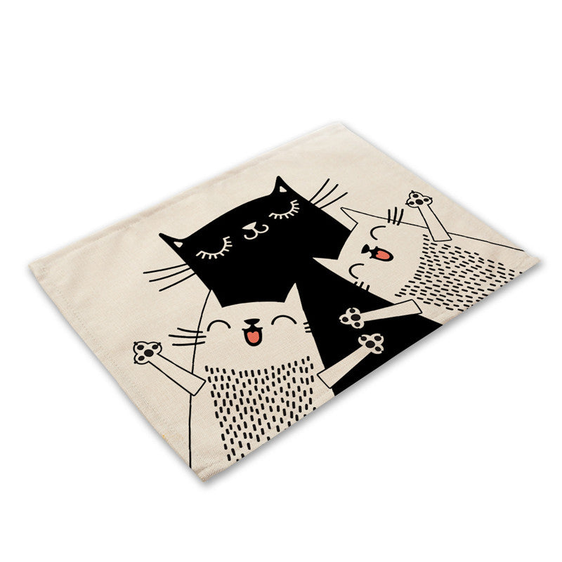 Whisker Wonder: Creative Cat Print Cotton and Linen Western Placemat