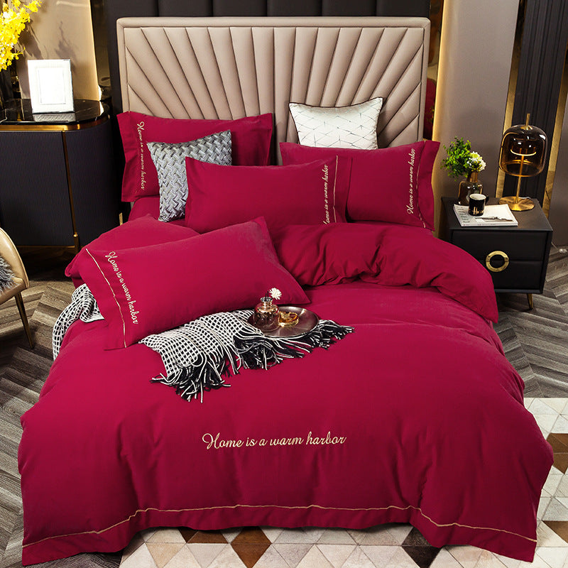 Coloured Embroidered Bedding Set