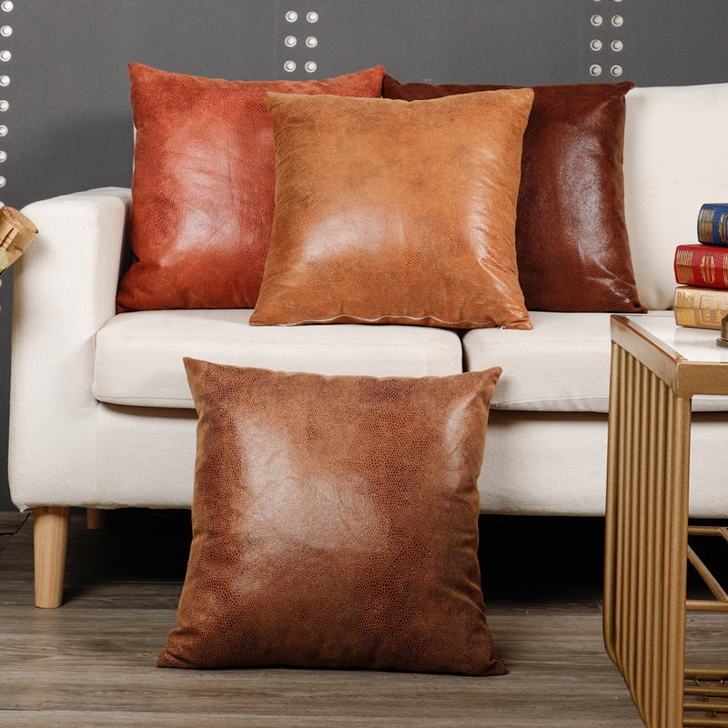 Gilded Retro Leather Sofa Pillowcase Cover