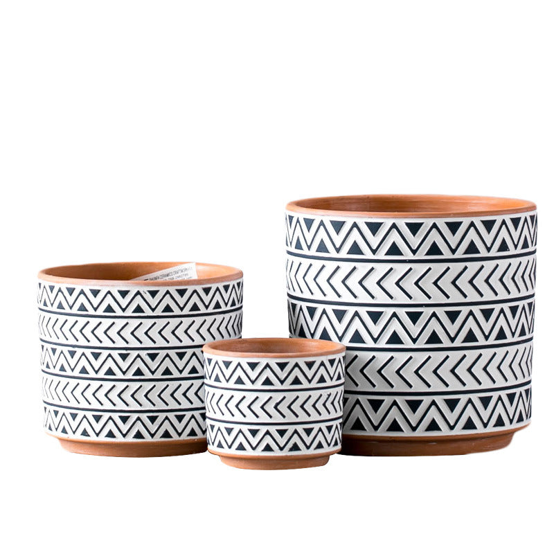 Nordic Blossom: Geometric Ceramic Flower Pots