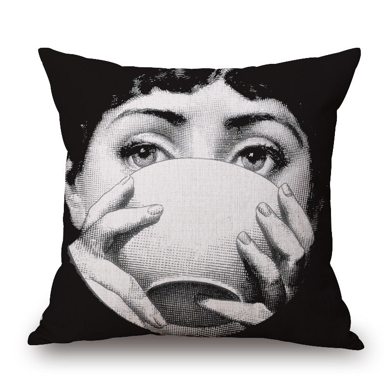 Art Deco Women's Face Cushion Cover