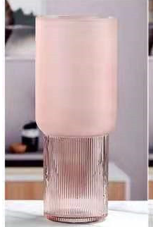 Blush Bloom: Pink Frosted Glass Hydroponic Vase