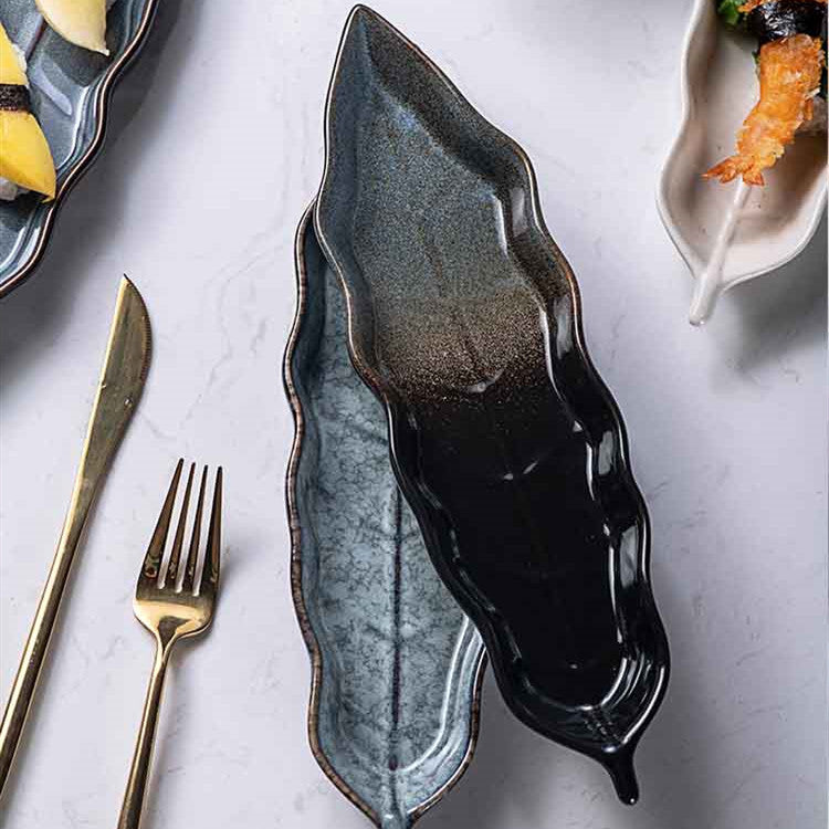 Nature's Glow: Leaf-Shaped Sushi Dish