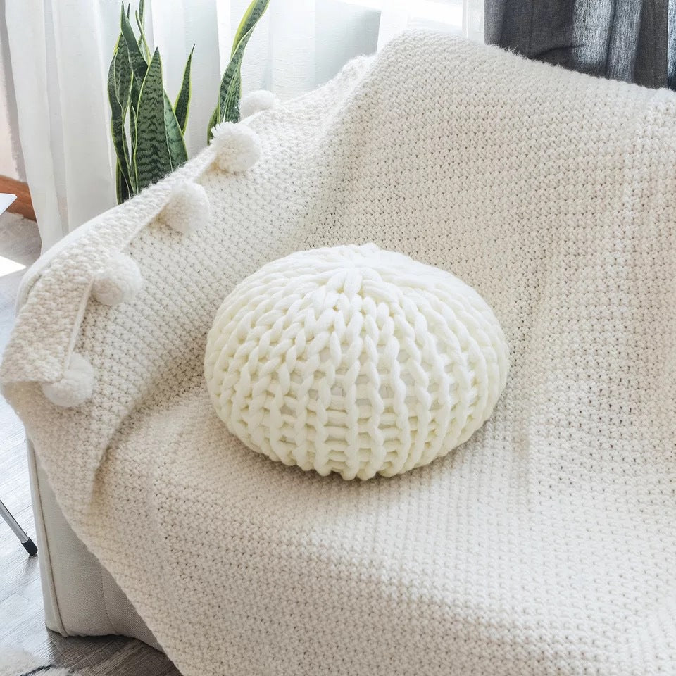 CozyCraft Woolen Round Pillow