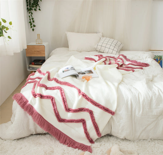 Colour Splash Tassel Knitted Throw