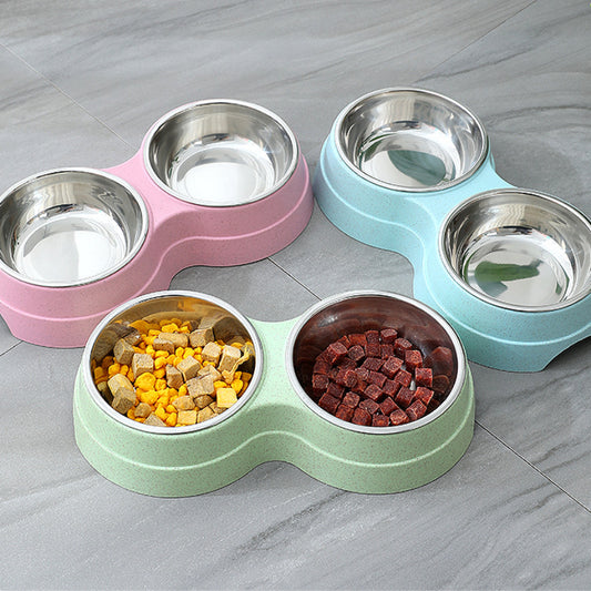 Coloured Double Pet Food Bowl