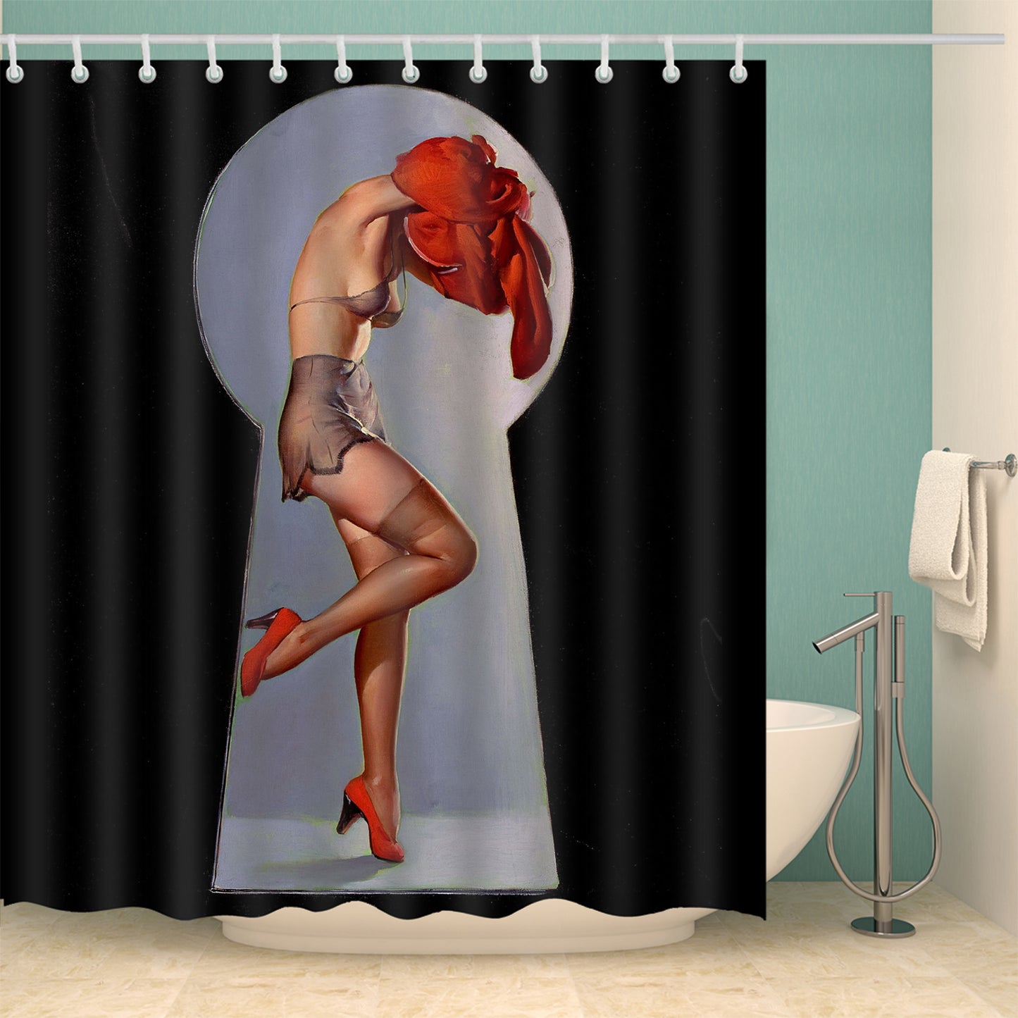 Vintage Vogue: Retro Women Shower Curtain