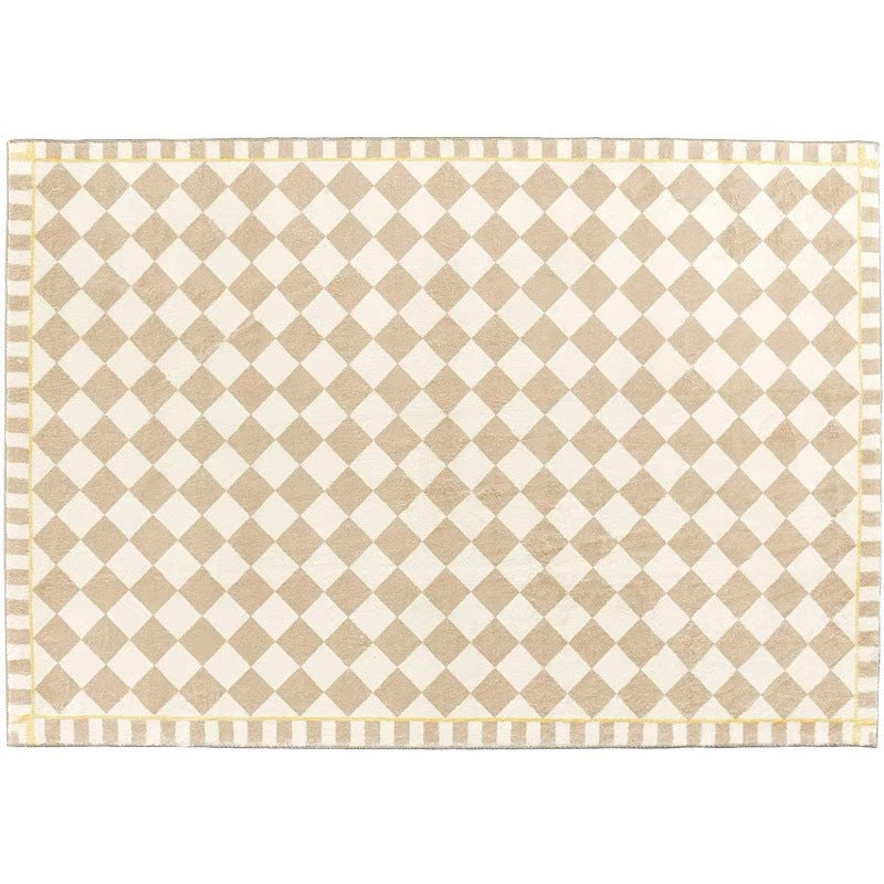 Parisian Chic: French Nude Checkerboard Rug